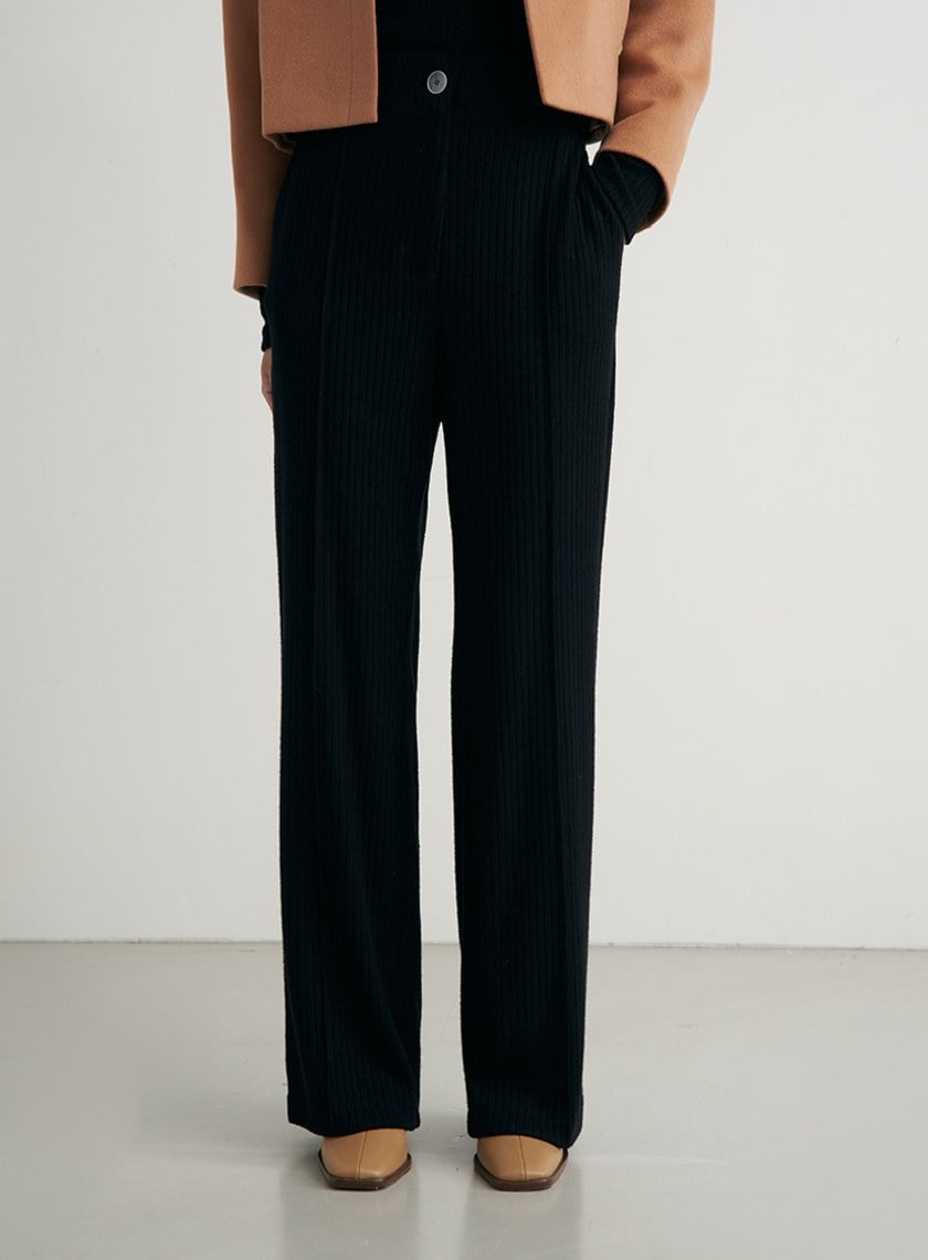 坑條親膚針織長褲